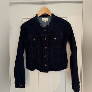 Cotélac Denim Jacket Dark Wash/Detail Neck S-EUC